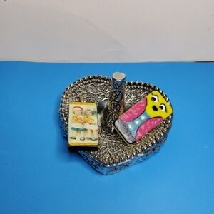 Vintage Heart Shaped Ring Holder With Jewerly.